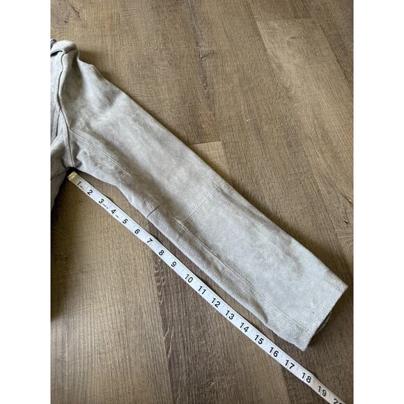 SL8 Gray 100% Suede Leather Moto Jacket L Women’s Biker Asymmetrical Zip Epaulet - Picture 10 of 10